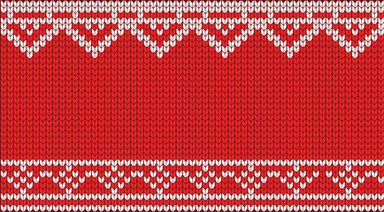 Knitted Christmas vector pattern. Decoration for advertising, greeting cards, gifts and packaging. Flat cartoon illustration. Objects isolated on white background.