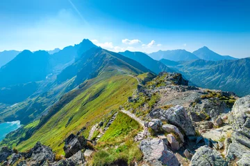 Foto op Plexiglas Tatra Ridge Mountains Kasprowy Wierch toeristische attractie in Polen, zonnige zomerdag