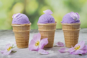 Zelfklevend Fotobehang Homemade purple ube ice cream © happy_lark