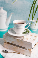 Tea cup with mint