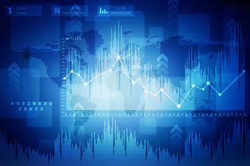 2d rendering Stock market online business concept. business Graph 