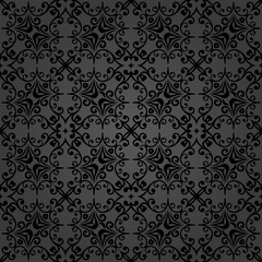 Obraz na płótnie Canvas Classic dark seamless vector pattern. Damask orient ornament. Classic vintage background. Orient ornament for fabric, wallpaper and packaging