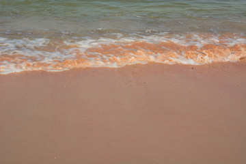 Sea soft  wave on the white sand  beach close up