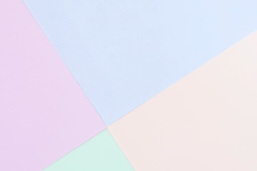 Abstract geometric paper background. Pale blue, yellow trend colors.Background pastel colors. Minimal concept. Flat lay, Top view. Copy space