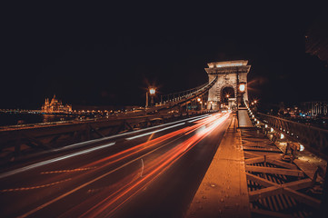 Famous Chain Bridge in Budapest, Hungary