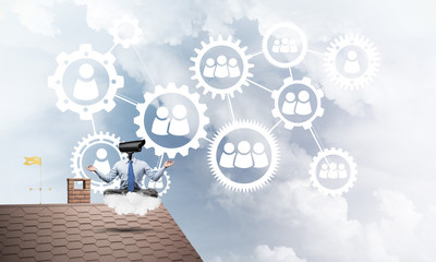 Concept of security and privacy protection with camera headed ma