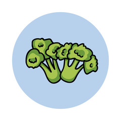Broccoli Hand Drawn Icon. Cartoon Vegetable. Healthy Vegetarian Product. Fresh Farm Market Vegetable.