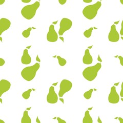 Seamless pattern of pear green silhouettes on the white background