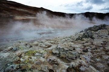 Hverir geothermal field and the fuming chimneys
