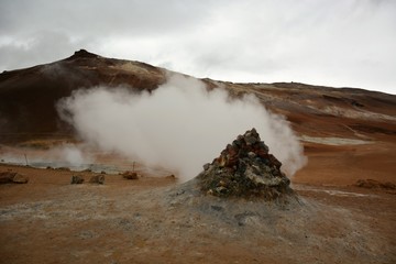 Hverir geothermal field and the fuming chimneys