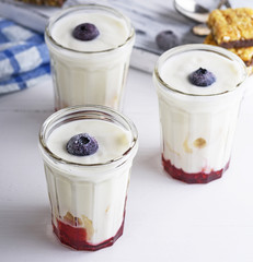 glasses with homemade yogurt and raspberry syrup
