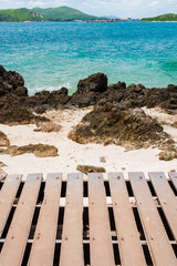White sand beach with blue sea on KohKham .