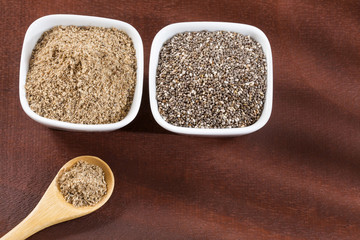 Organic chia powder and seeds - Salvia hispanica