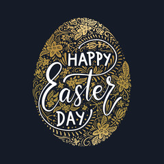 Easter vector lettering card. Happy Easter day.