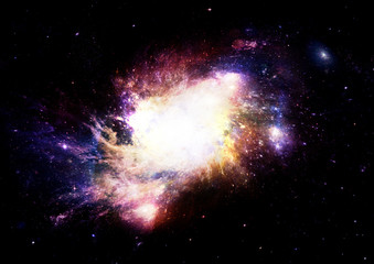 Stars, dust and gas nebula in a far galaxy