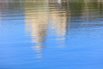 Reflection of a building on the surface of water