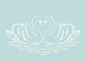 Fototapeta na wymiar Swan couple silhouette. Vector illustration.