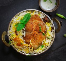 Homemade Fish Biryani served with Yogurt dip