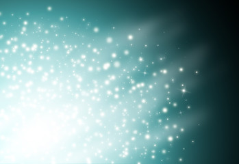 Blue glitter sparkles rays lights bokeh Festive Elegant abstract background.