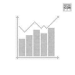 Growth Graph or Chart Dot Pattern Icon. Graph Dotted Icon Isolated on White Background. Vector Icon of Graph