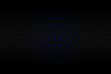 Black hexagon and blue neon light