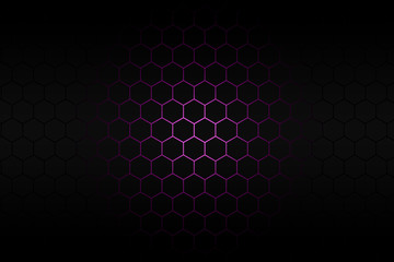 Black hexagon and pink neon light