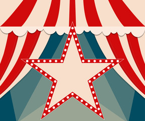 Poster Template with retro star circus banner. Design for presentation, concert, show