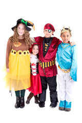 little kids posing on halloween