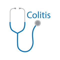 colitis word and stethoscope icon- vector illustration