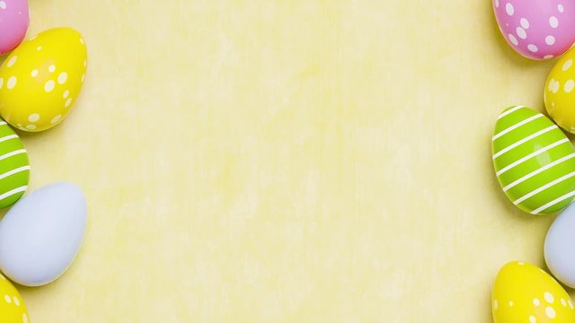 Animation of Easter eggs on yellow background