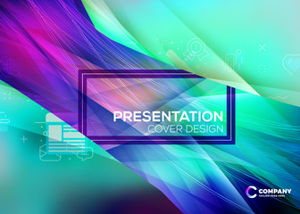 Business layout template. Presentation cover design. Colorful abstract background. Vector illustration