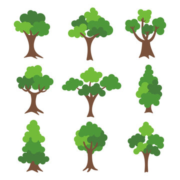 tree collection isolated on white background. vector tree set design.