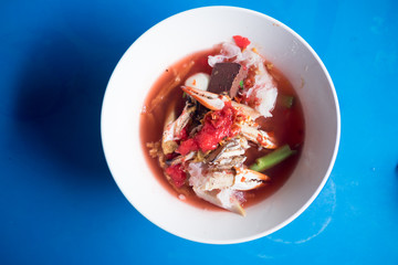 Pink seafood (clab) flat noodles (Yen-Ta-Four)