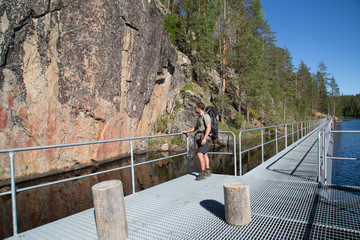 Värikallio rock painting, hiker