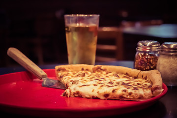 pizza and beer close up