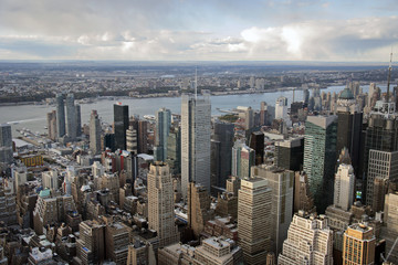 Fototapeta premium Manhattan street view and Nyc buildings from Empire State Building in New York City