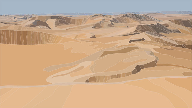 Desert Sand Dunes Realistic Vector Illustration