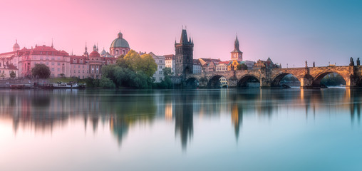 Fototapeta na wymiar View of Charles bridge Prague, Czech Republic.