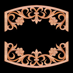Pattern of flower carved on wood for decoration isolated on white background