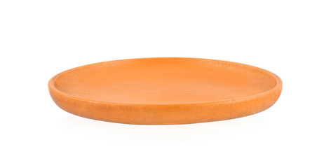 Wood plate isolated on white background