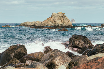 Beach of Roque de las Bodegas in Tenerife, Spain.