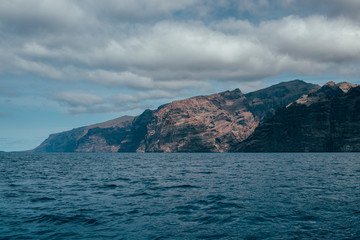 Great view of Los Gigantes mountain cliff in Tenerife, Spain.