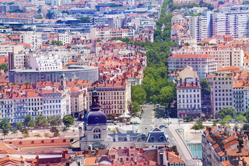 Fototapeta na wymiar Lyon cityscape with famous hotel Dieu, France