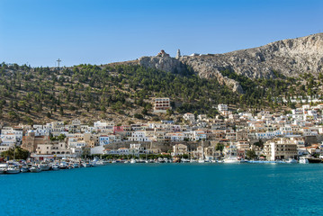 Fototapeta na wymiar Kalymnos Island, Greece; 23 October 2010: Bodrum Cup Races, View of Island