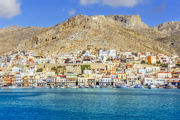 Obraz premium Kalymnos Island, Greece; 23 October 2010: Bodrum Cup Races, Houses and Boats