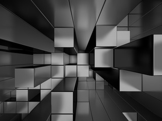Abstract Silver Metal Cubes Background