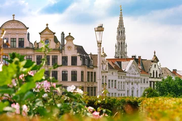 Tuinposter Brussels City Hall in the Old Town of Brussels, Belgium © Kavalenkava