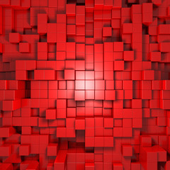 3d red abstract background of cubes
