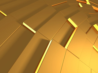 Golden cubes abstract futuristic background