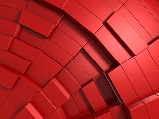 3d red abstract background of cubes